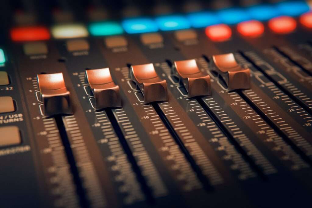 black and brown audio mixer